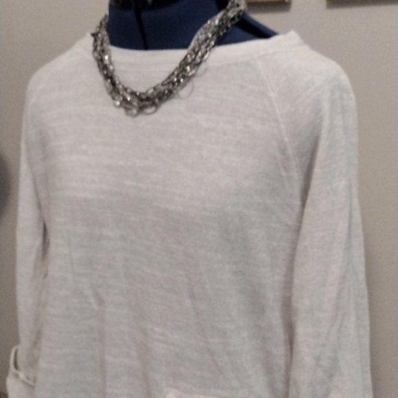 JONES NEW YORK Oversize Grey Long Crop Style SWEATSHIRT with CUTEfront POCKET!! - Picture 3 of 7